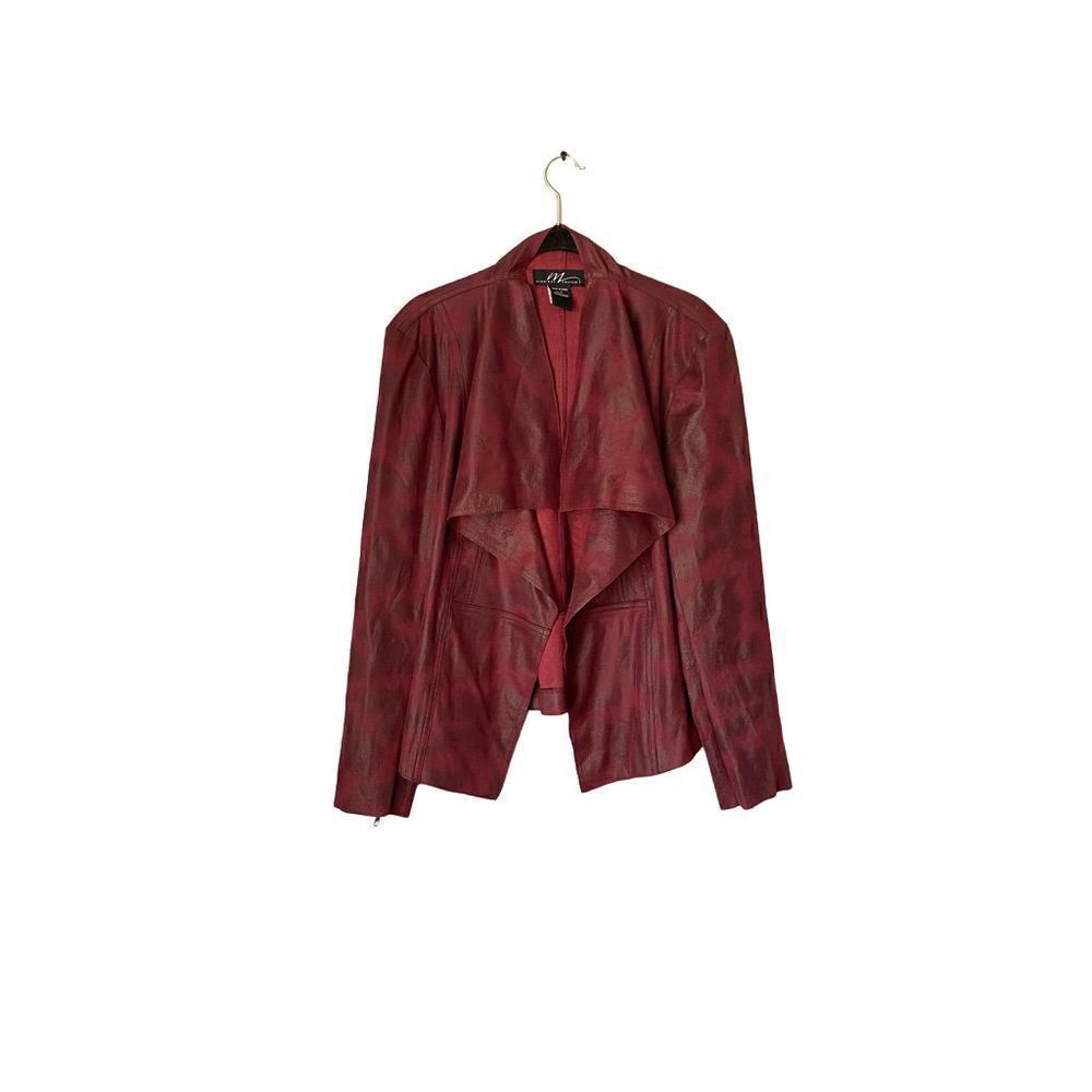 Midnight velvet women’s waterfall front faux leather jacket size large
